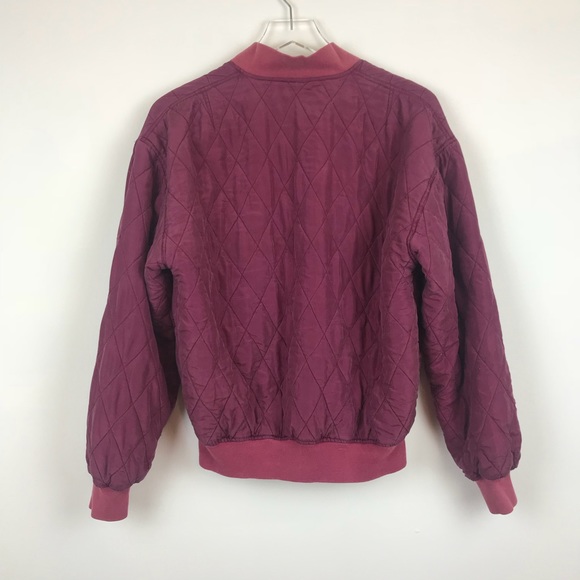 Vintage 100% Silk Quilted Varsity Bomber Jacket - Picture 5 of 5